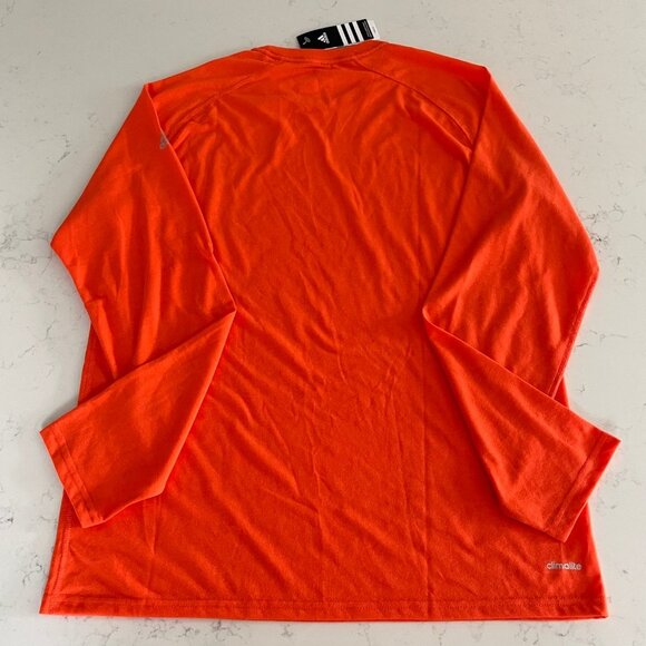 Adidas Ultimate Tee Activewear Crew Neck LS Polyester T Shirt Orange Sz L NWT - Picture 5 of 10